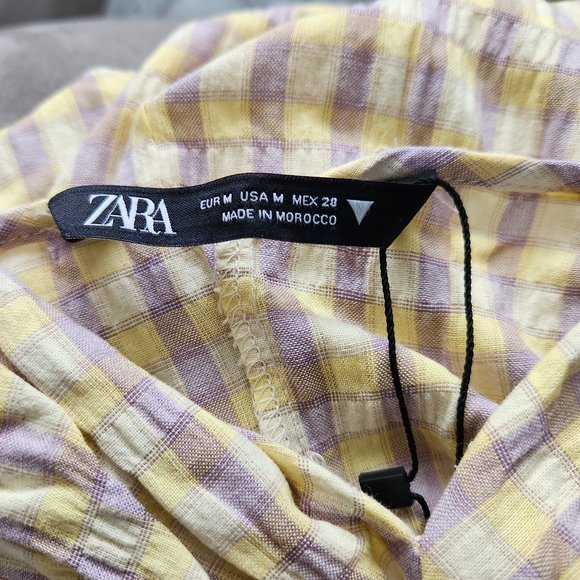 Zara Gingham Front Twist Midi Dress with Front Slit - Picture 8 of 8